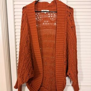 Hearth & Home Open-Knit Oversized Cardigan - Rust